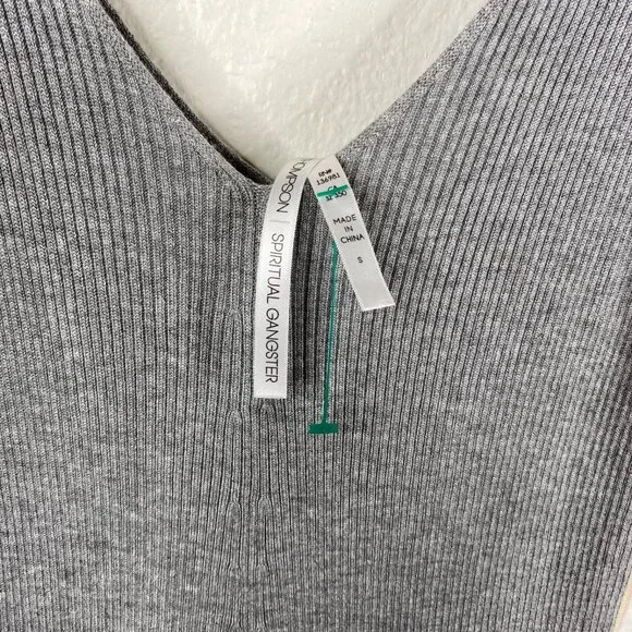 Spiritual Gangster Jumpsuit Romper Sleeveless Ribbed Side Stripes Gray Size S - Picture 3 of 9